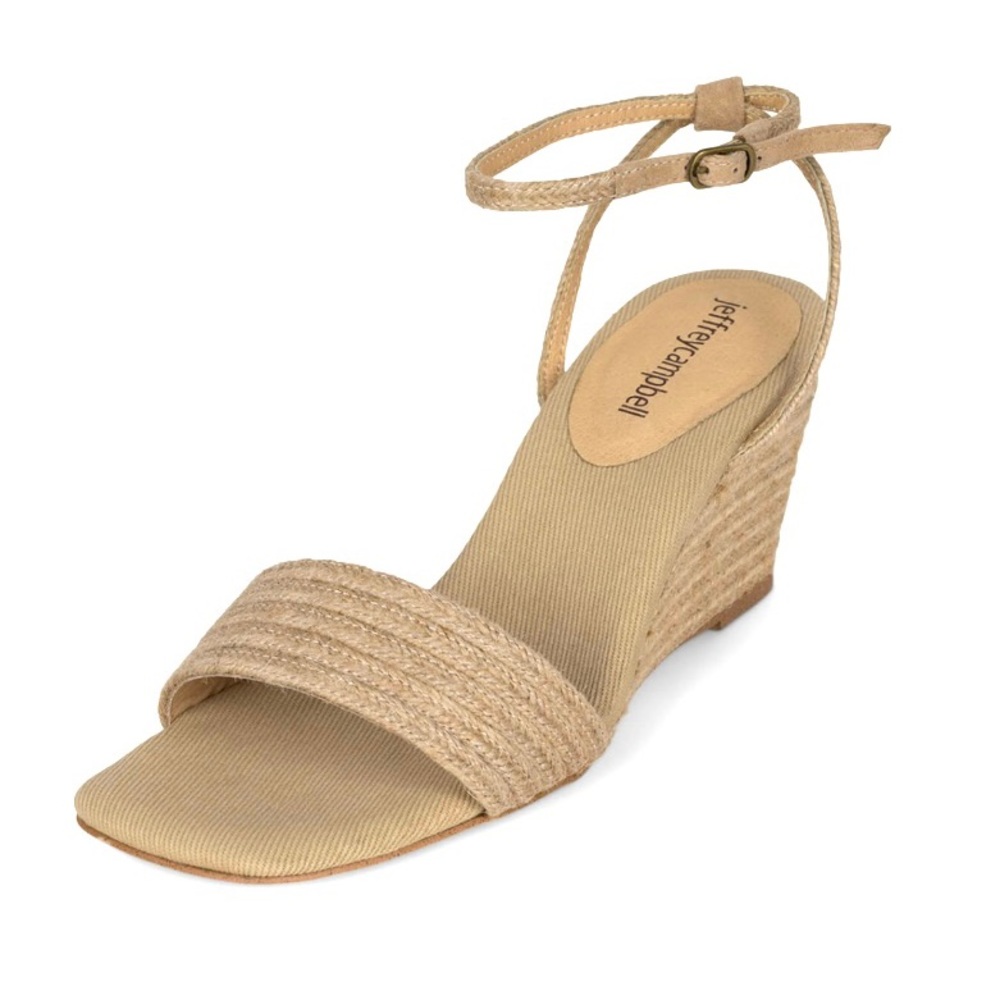 Jeffrey Campbell Tan Braided Espadrille Wedge Sandals